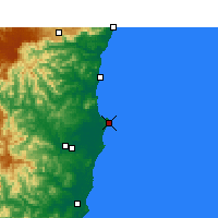 Nächste Vorhersageorte - South West Rocks - Karte